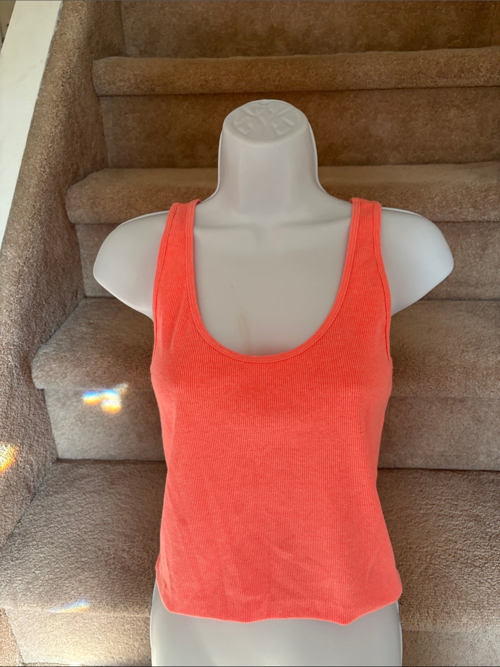 LAST CHANCE! Old Navy Coral Ribbed Scoop Neck Crop  Tank in Medium
